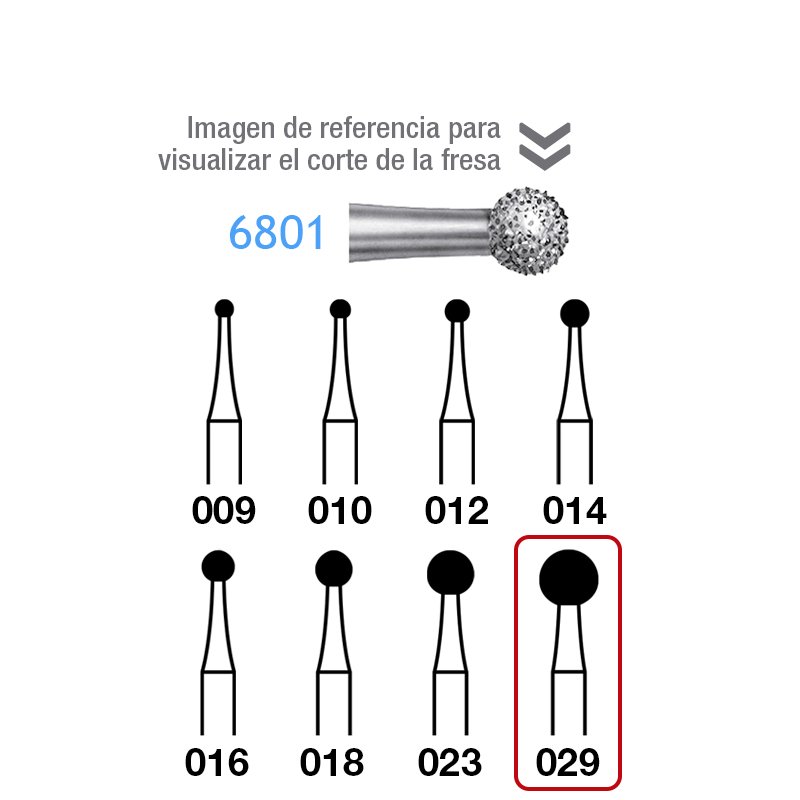 Fresas Diamante 6801-314-029 Komet - Caja de 5 unidades. Para turbina.