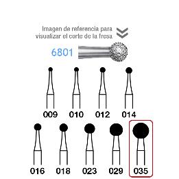 Fresas Diamante 6801-314-035 FG aro verde grano grueso 151 micras Komet - Caja de 5 unidades.