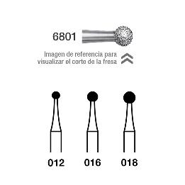 FRESAS Diamante 6801-314 801G- FG aro verde grano grueso 151 micras Royal Dent - Caja de 5 unidades. Para turbina.