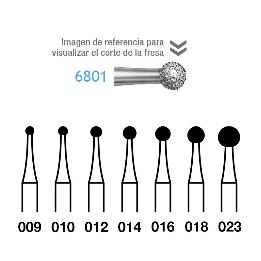 Fresas Diamante 6801-314 FG aro verde grano grueso 151 micras Komet - Caja de 5 unidades. Para turbina.