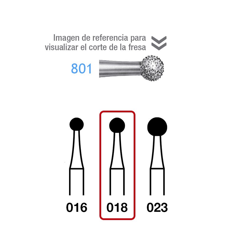 Fresas Diamante 801-104-108 Komet - Caja de 5 unidades. Para pieza de mano.