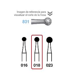 Fresas Diamante 801-104-108 Komet - Caja de 5 unidades. Para pieza de mano.