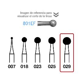 Fresas Diamante 801EF-314-029 FG aro amarillo grano extra-fino 25 micras Komet - Caja de 5 unidades. Para turbina