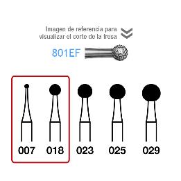 Fresas Diamante 801EF FG aro amarillo grano extra-fino 25 micras Komet - Caja de 5 unidades.