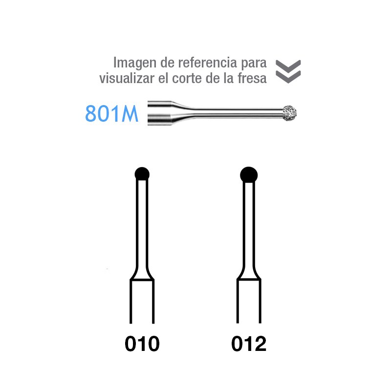 Fresas diamante 801M-314 FG Komet - Caja de 5 unidades. Para turbina.