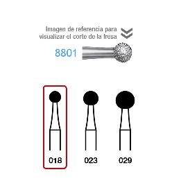 Fresas Diamante 8801-204-018 CA aro rojo grano fino 46 micras Komet - Caja de 5 unidades. Para contra-ángulo.