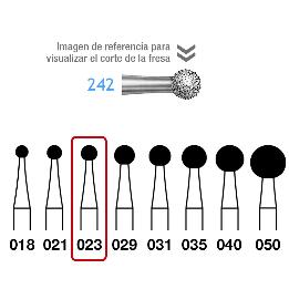 Fresas para cirugía Diamante 242-104-023 FG grano medio 107 micras Komet - Caja de 5 unidades. Para Pieza de Mano