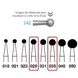 Fresas para cirugía Diamante 242-104- FG grano medio 107 micras Komet - Caja de 5 unidades. Para Pieza de Mano