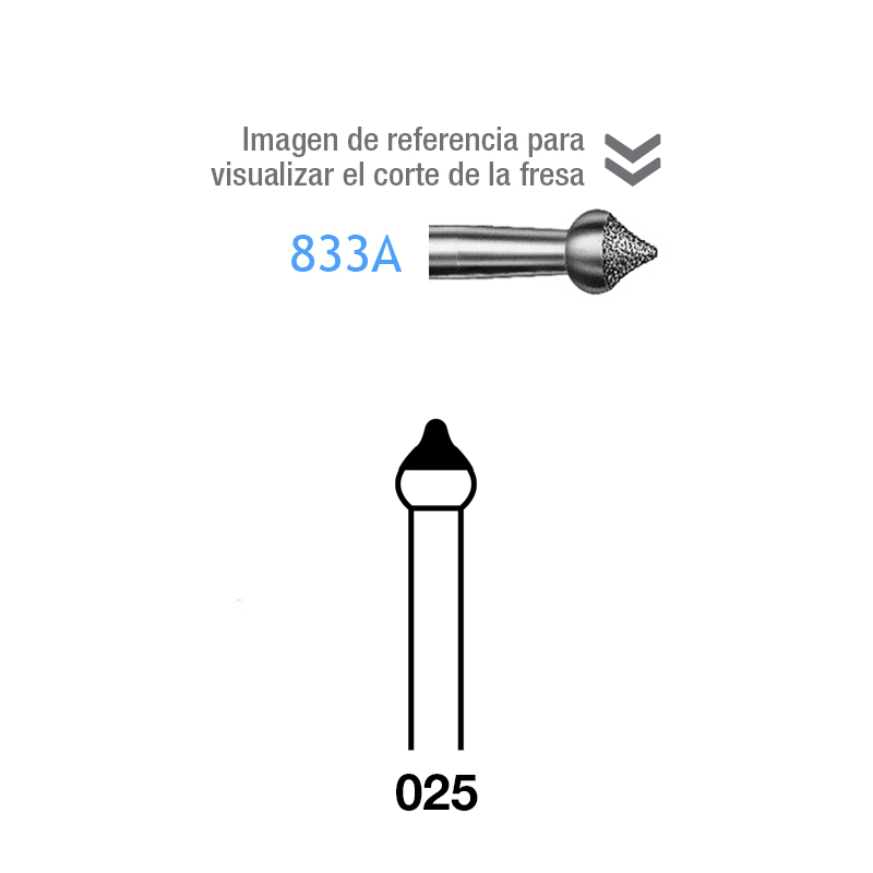 Fresas Diamante 833A-314-025  FG grano medio 107 Komet - Caja de 5 unidades. Para turbina