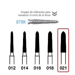 Fresas Diamante 878K-314-021 FG grano medio 107 micras Komet - Caja de 5 unidades. Para turbina.