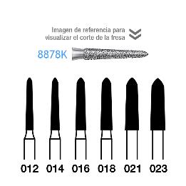 Fresas diamante 8878K314-016 FG aro rojo grano fino 46 micras Komet - Caja de 5 unidades. Para turbina.
