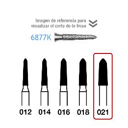 Fresas Diamante 6877K-314-021 FG aro verde grano grueso 151 micras Komet - Caja de 5 unidades. Para turbina.