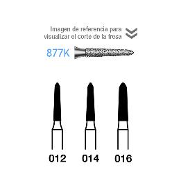 Fresas Diamante 877K FG grano medio 107 micras Komet - Caja de 5 unidades. Para turbina.