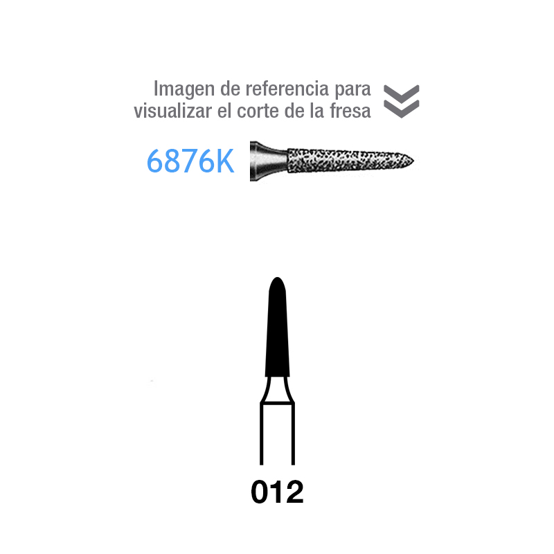 Fresas Diamante 6876K-314-012 FG aro verde grano grueso 151 micras Komet - Caja de 5 unidades. Para turbina.