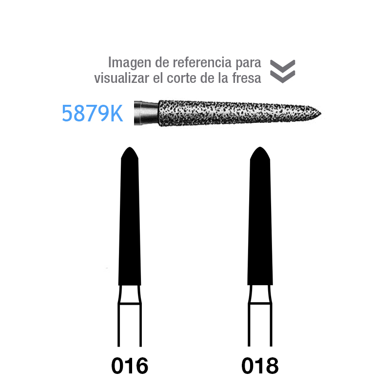 Fresas Diamante 5879K FG aro negro grano super grueso 181 micras Komet - Caja de 5 unidades. Para turbina.