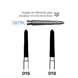 Fresas Diamante 5879K FG aro negro grano super grueso 181 micras Komet - Caja de 5 unidades. Para turbina.