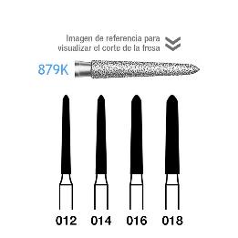 Fresas Diamante 879K FG grano medio 107 micras Komet - Caja de 5 unidades. Para turbina.