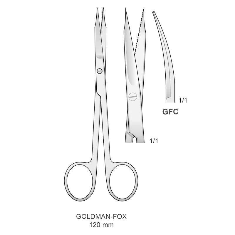 Tijera Goldman-Fox GFC Bontempi - Curva. 13,5 cm. Dentada