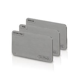 Kit completo de 3 tarjetas diamantadas para afilado Hu-Friedy - Grado Xfino DSCXFINE + Grado fino DSCFINE + Grado medio DSCMED