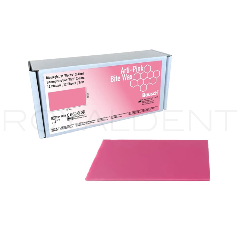 Cera de registro de mordida en laminas extra-dura tipo MOYCO Jean Baush - 1 caja de 12 ceras 150x80x3 