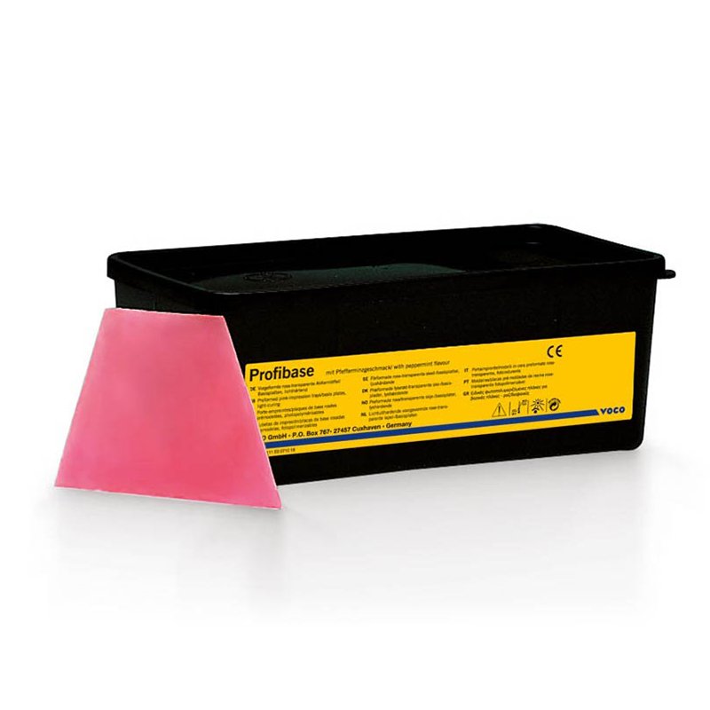 Profibase Voco - Caja de 50 unidades, 25 superiores y 25 inferiores. Fotopolimerizable, color rosa transparente.