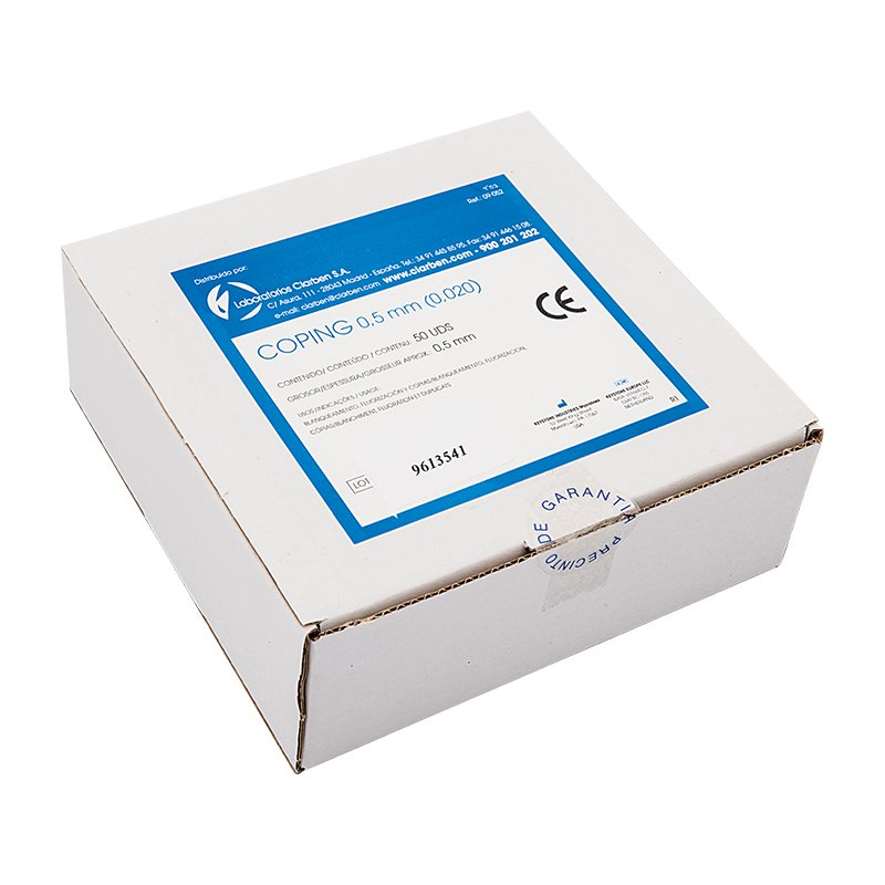 Coping 0,5 mm Laboratorios Clarben - Caja de 50 unidades.Cuadradas