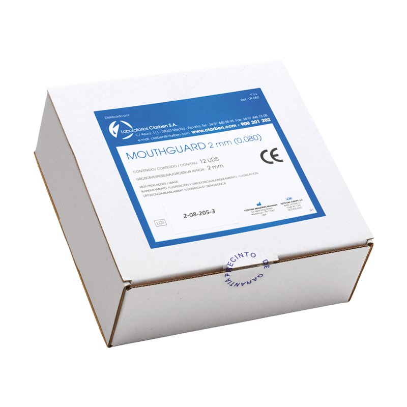Plancha blanqueamiento Mouthguard 2 mm - blandas Laboratorios Clarben - Caja de 12 unidades.Cuadradas