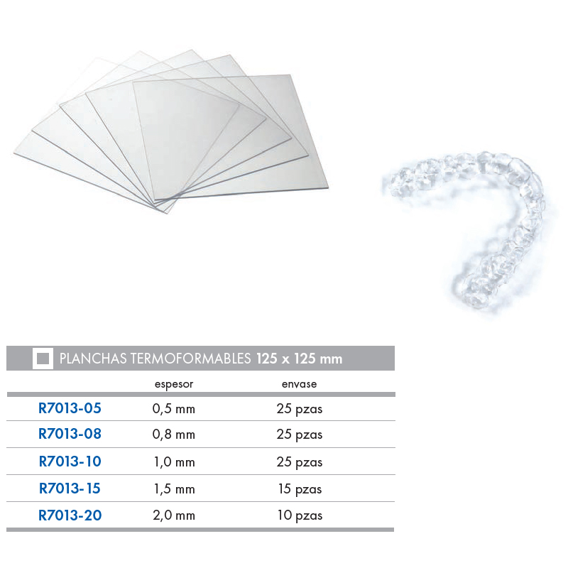 Planchas 0,5 mm R7013-05 alineador  Leone - Caja de 25 unidades. Medidas 125 x 125 mm.