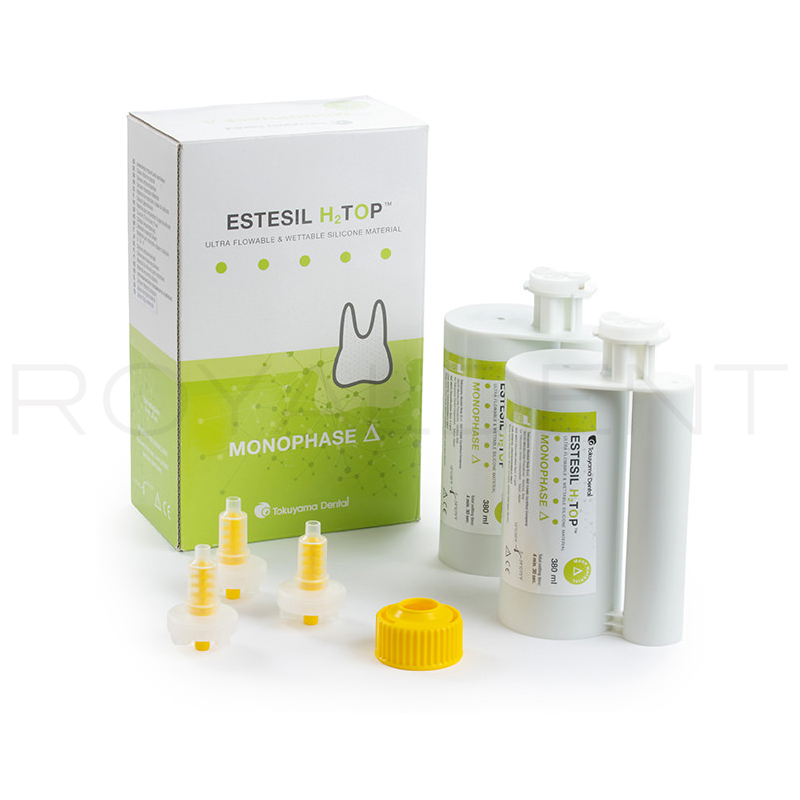 ESTESIL H2TOP MONOPHASE Tokuyama -  2 Unidades de 380ml cada una (base + catalizador), 10 puntas de mezcla, 1 anillo de sellado.