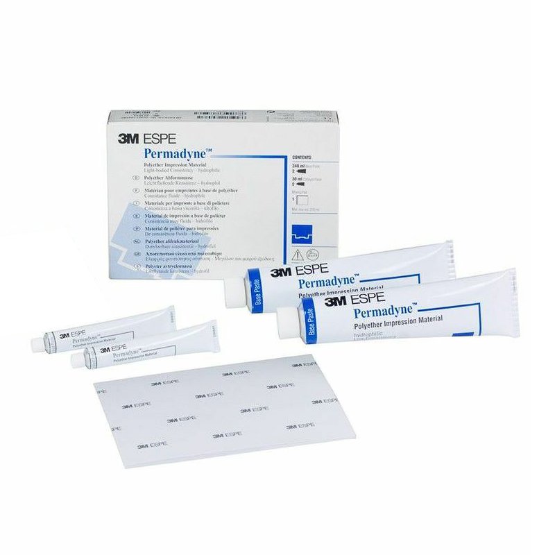 Permadyne fluido azul Solventum - 2 bases de 120 ml. + 2 catalizadores de 15 ml. + bloc de mezcla.