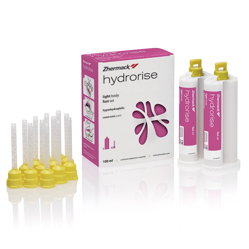 Hydrorise Fluida Zhermack - 2 x 50 ml cartuchos (Base + Catalyst) + 12 puntas 