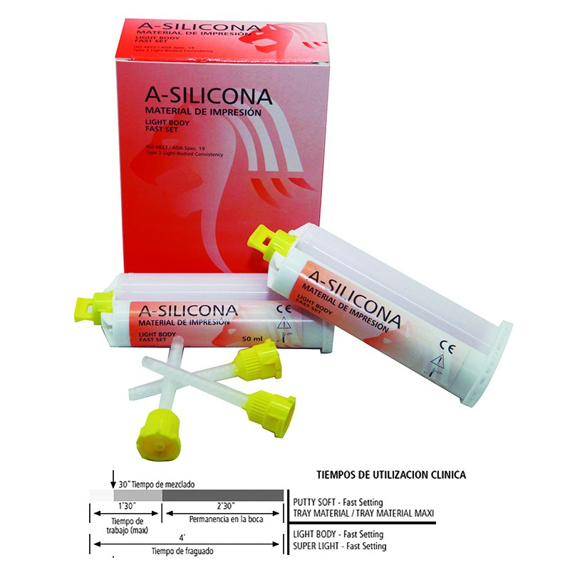 Silicona Fluida Light body  Soft Fast Royal Dent - 2 cartuchos de 50 ml. + 12 cánulas de mezcla.