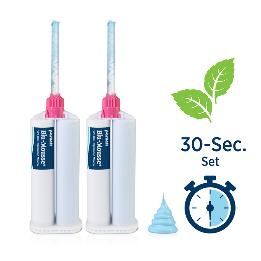 Registro de mordida Blu-Mousse Super-Fast aroma menta Parkel - 2 cartuchos de 50 ml + puntas de mezcla. Fraguado 30 segundos.