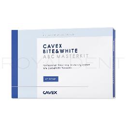 Cavex Bite&White ABC Masterkit  Cavex - 3 jeringas de 3 ml cada una.     1 x StainLess de 50 gr (35 ml).     1 x ExSense de 50 gr (42 ml).     1 recipiente para bandejas.     1 guía de colores.     Manual de instrucciones de uso.