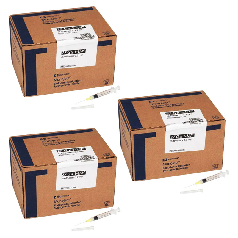 Gratis 300 jeringas ( 3 cajas ) jeringa con Aguja Irrigación 27G Royal Dent - 