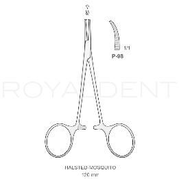 Halstead Mosquito curva P-98 con diente Bontempi - 12 cm.