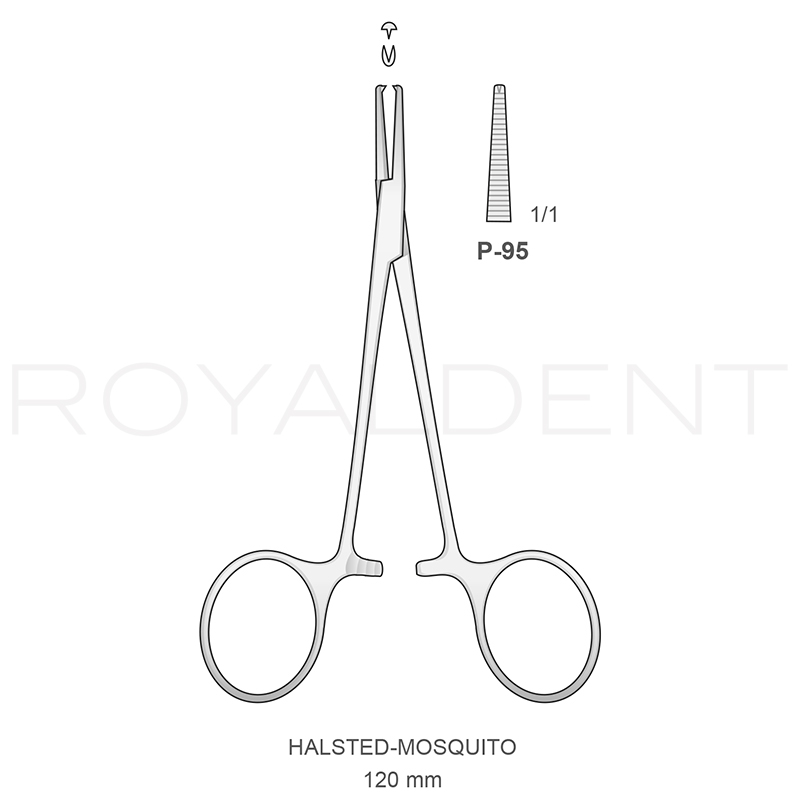 Halstead Mosquito recta P-95  Bontempi - 12 cm., con diente