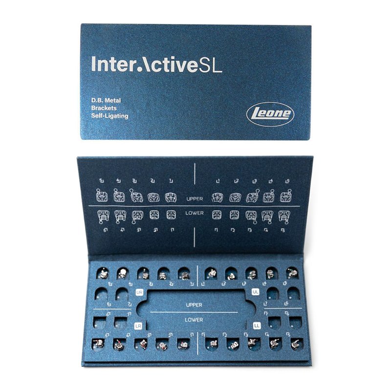 Brackets InterActive Auto-ligado Metalico sistema MBT 0.22 F1100-92 Leone - 1 caso de 20 bracket