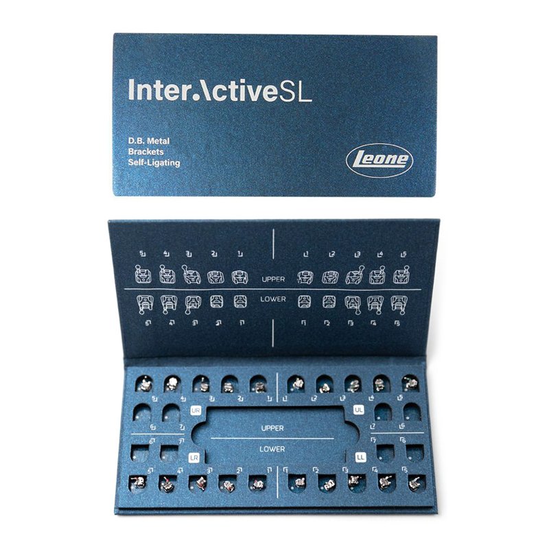 Brackets InterActive. Autoligado Metal Roth 0.22  Leone - 1 caso de 20 brackets 