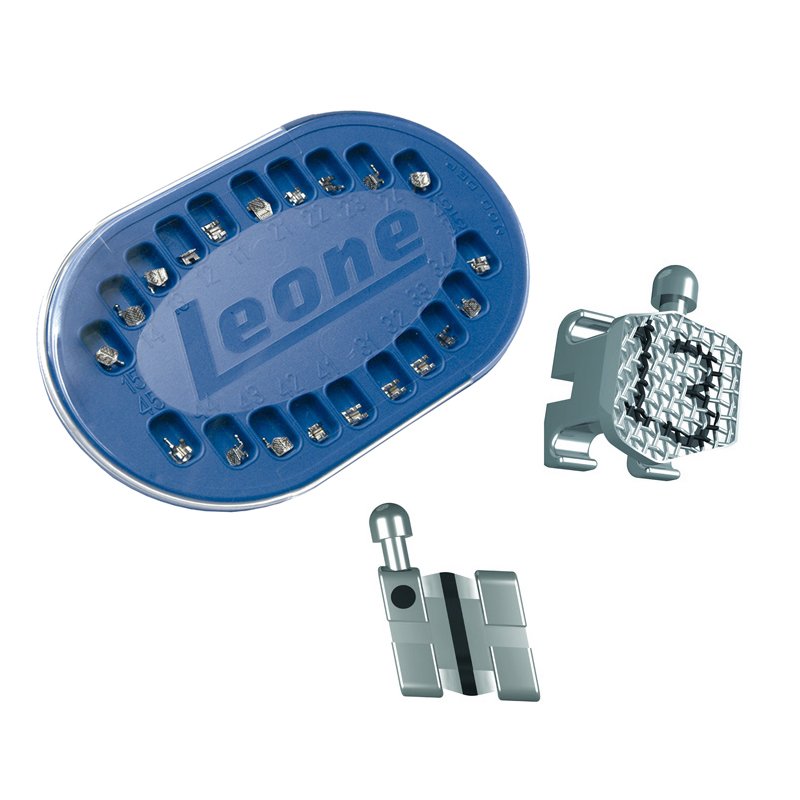 1 caso metal Mini-Rickets 018 Leone - 20 brackets con bola en caninos y premolares,
