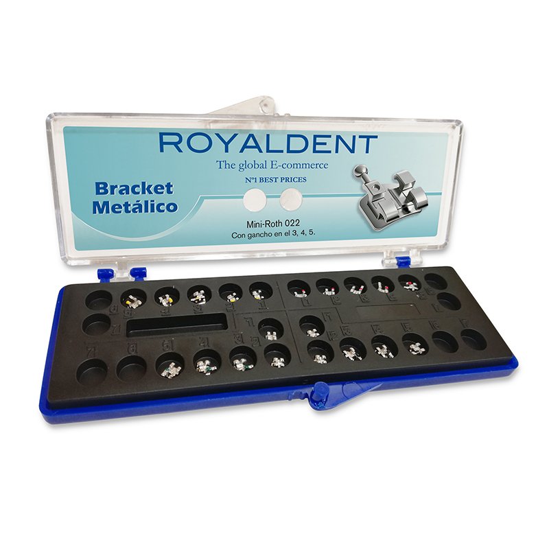 1 caso metal  Mini-Roth 022  American Eagle-Royal Dent - 20 brackets con bola en caninos y premolares,