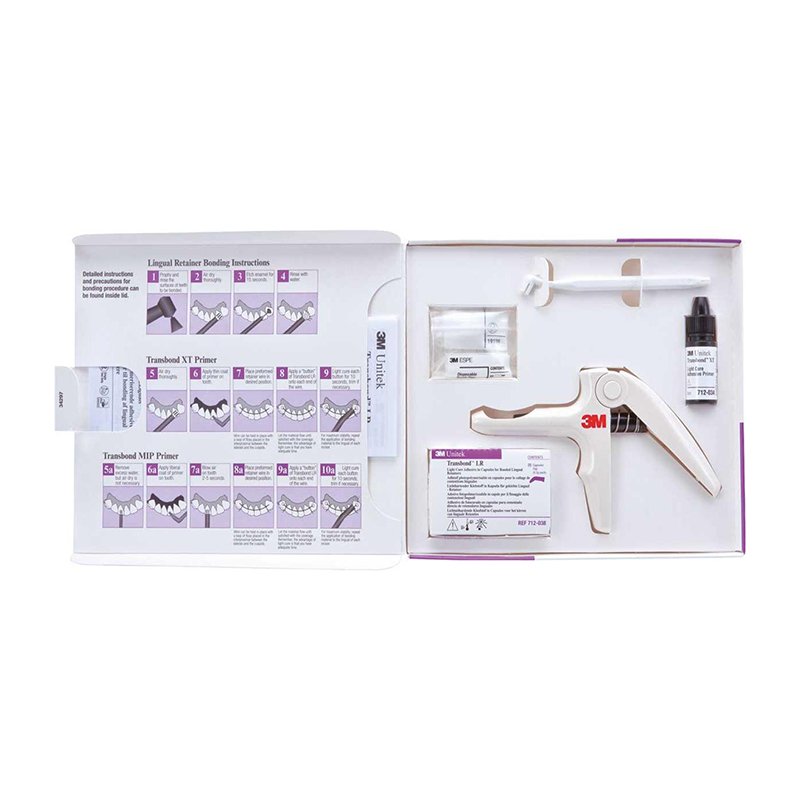 Transbond LR cápsulas- kit Retenedor Lingual 712-033 3M UNITEK - Caja de 25 cápsulas (0,2 gr. cada una) Primer 6ml, Pistola dispensadora, Mango y 60 pinceles.