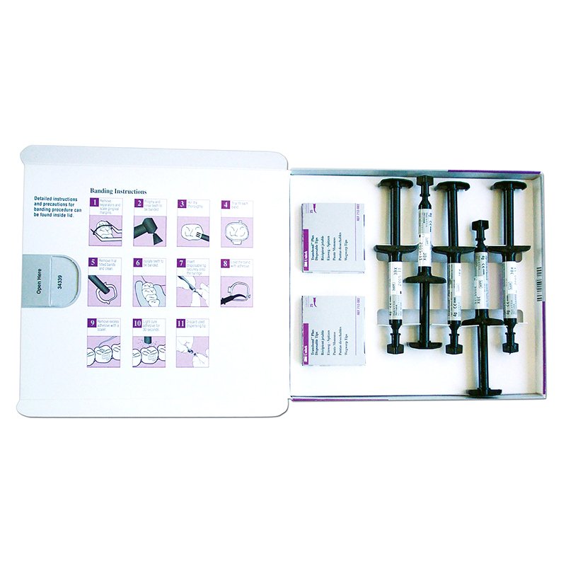 Transbond Plus Kit 712-080 adhesivo para bandas 3M Unitek - 5 Jeringas (de 4gr. cada una) + 50 puntas dispensadoras desechables.