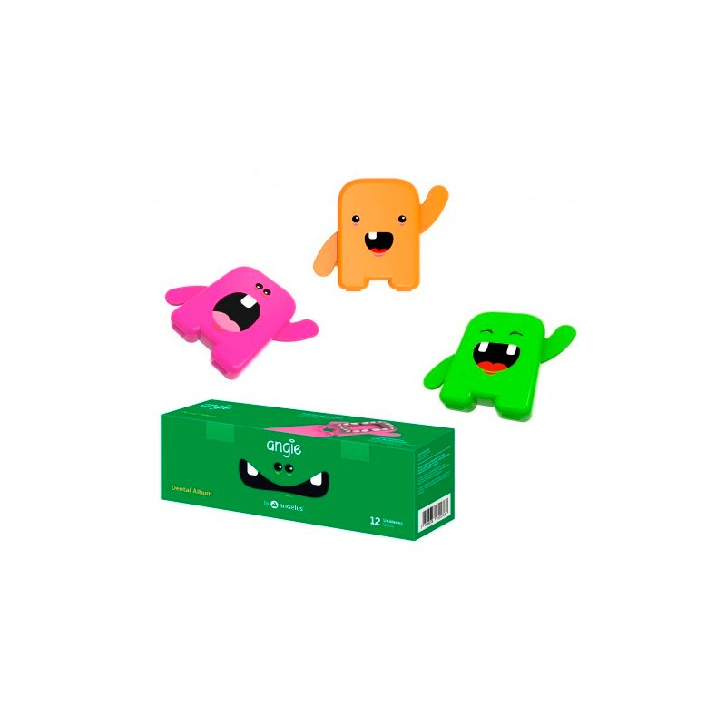 Caja para guardar elásticos  de ortodoncia12 Unidades - verde, rosa y naranja Angie - 12 Unidades surtidas - verde, rosa y naranja