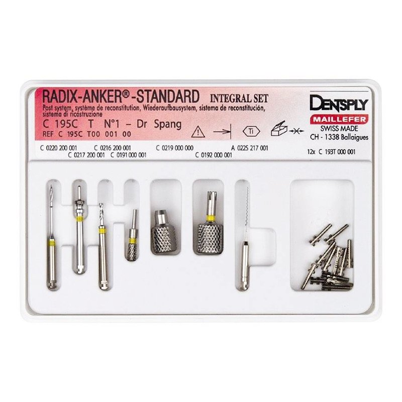 Radix Anker estuche 195 CT Dentsply Sirona - 12 unidades + acceosorios. 