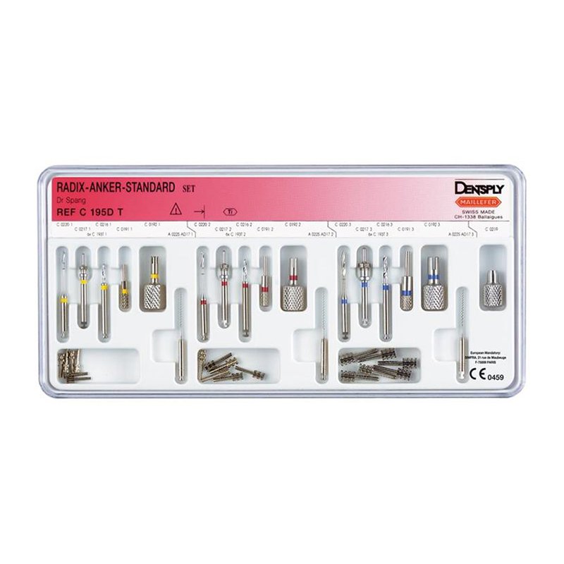 Radix Anker Kit 195 DT Dentsply Sirona - 18 unidades ( 6 x 3 tamaños ) + accesorios ( 21 piezas ) en nº 1,2 y 3.