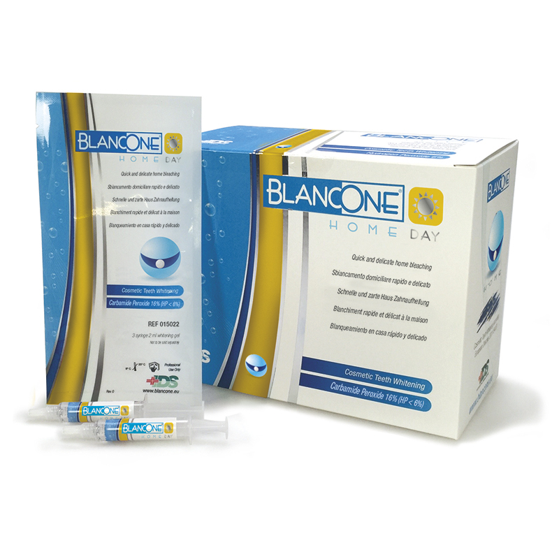 BLANCONE HOME DAY Peróxido de carbamida 16% - 5003 Inibsa - Contiene 8 tratamientos -  1 jeringa 0,75 ml gel blanqueador + 1 jeringa 0,25 ml gel activador