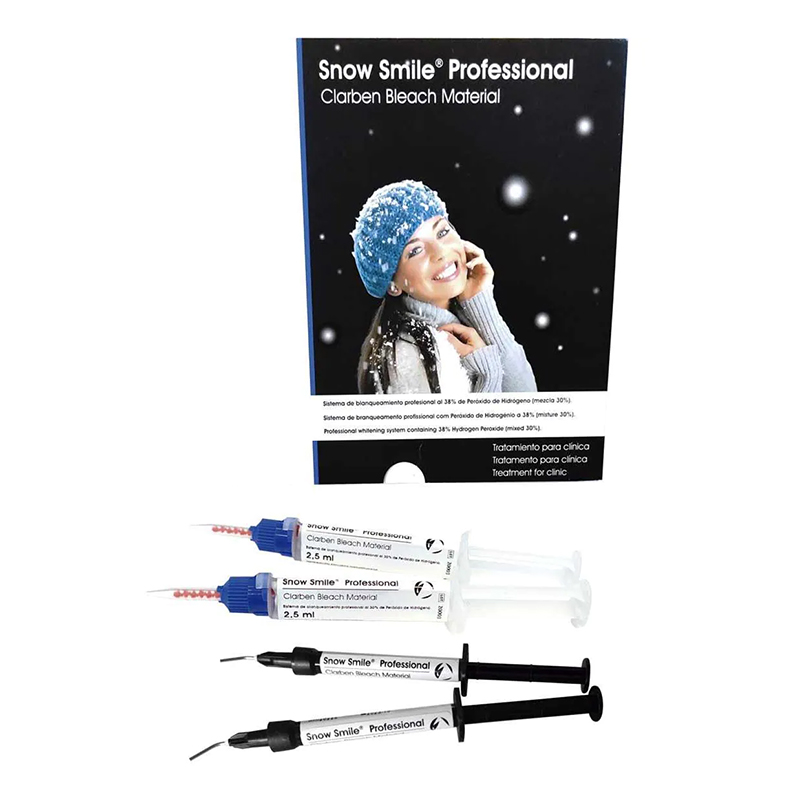 Blanqueamiento Peróxido de hidrógeno al 30% Snow Smile Professional  Laboratorios Clarben - 3 jeringas con 2,5 ml de gel blanqueante + 3 jeringa de 1,5 g de protector de encías + accesorios.