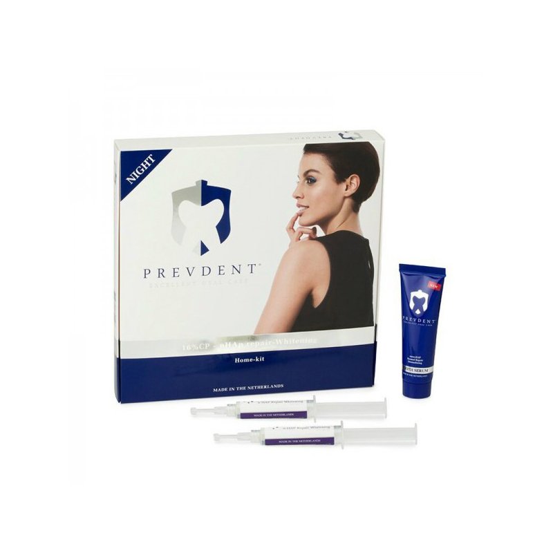 Blanqueamiento Peróxido de carbamida 16% noche PREVDENT -  1 tubo de Tooth Serum nHAP de 30ml., 2 jeringas de  5ml de 16% peróxido de carbamida( Solución nHAP