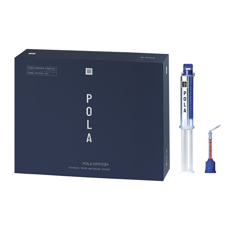 Blanqueamientos Pola Office+ Kit 3 pacientes sin abrebocas, peróxido de hidrógeno al 37,5% SDI -  jeringas de 2,8 ml de Pola Office Plus + 3 jeringas de 1 g de barrera gingival + Accesorios
